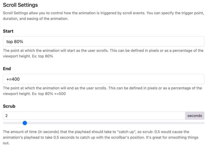 Scroll Settings